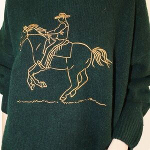 Bailey Rose Rodeo Embroidery Sweater Hunter Green